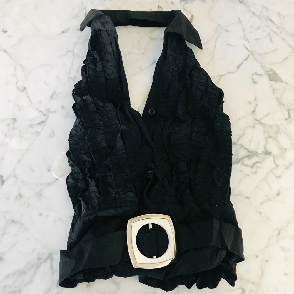 NEW Ruffle Halter Top with Buckle - Picture 4 of 11